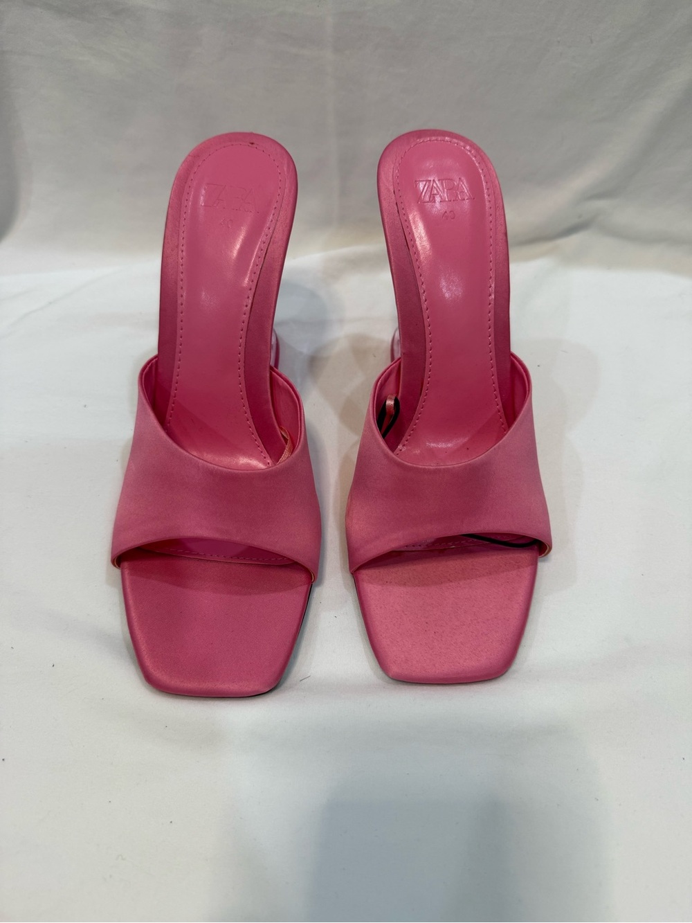 ZARA Hot Pink Open-Toe Mules with Sculptural Transparent Heel - Picture 3 of 4